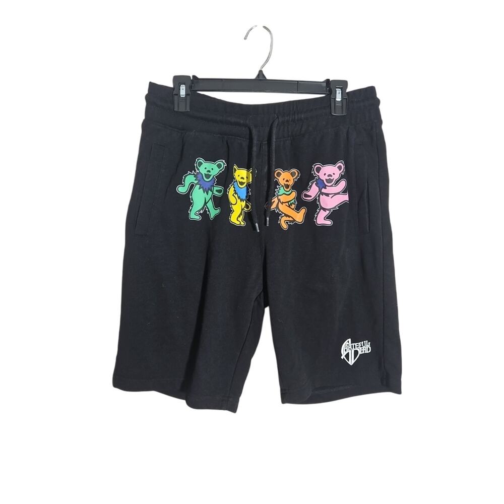 RARE H&M X GRATEFUL DEAD SWEAT SHORTS BLACK GRAPHIC BEAR PRINT MENS Medium